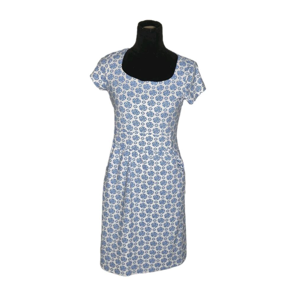 J.McLaughlin Catalina Cloth Mini Dress Blue White Tile Print Size S
